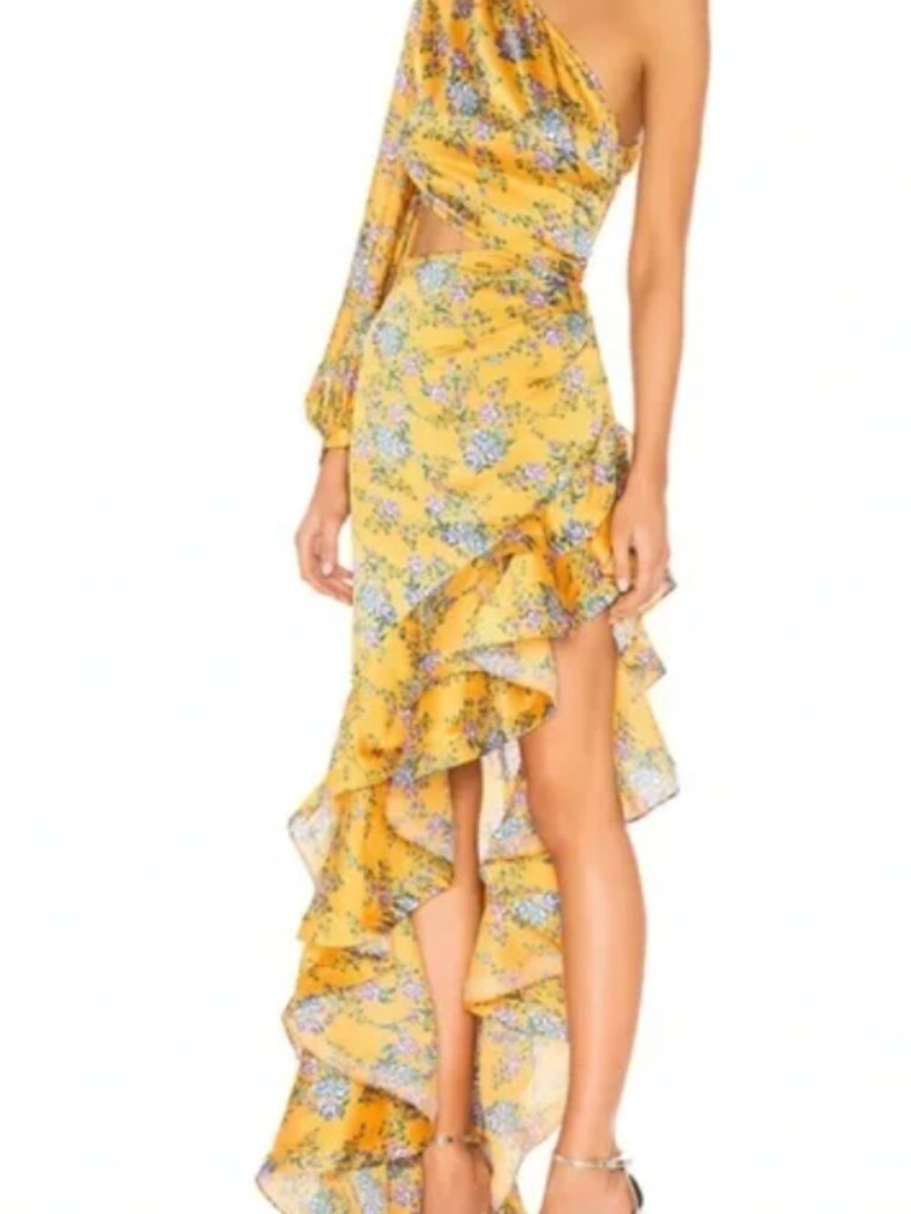 Bronx & Banco Hanna One-Shoulder Ruffle Gown 4 Small | GOLDEN STATEMENT DRESS💛 - Picture 2 of 3